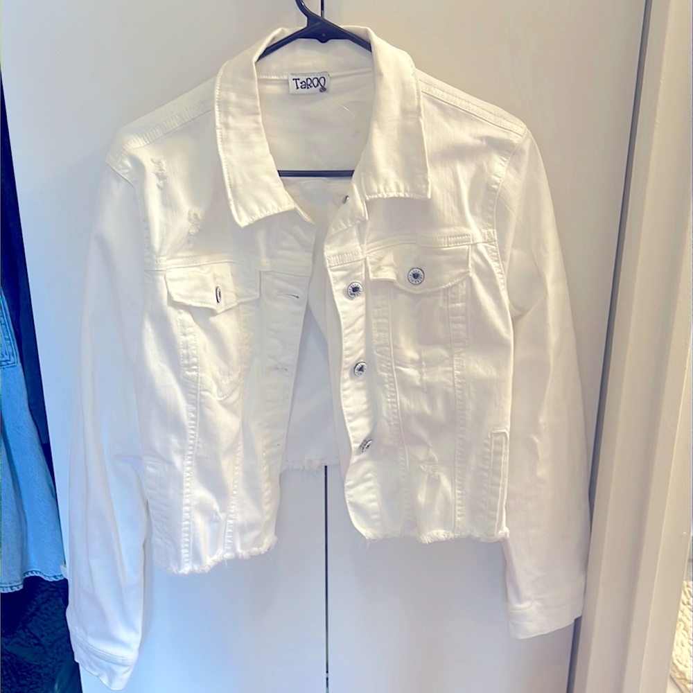 White Cropped Denim Jacket